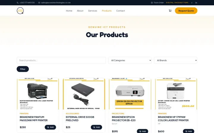 Access Technologies — Product catalogue with filters