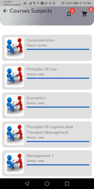 Globtorch Learning — Course subjects and progress